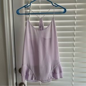 Naked Zebra Thin Strap Halter Top with Pleated Details in Lavender